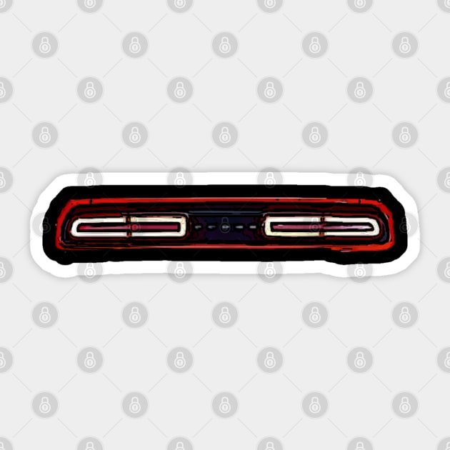 Glowing Beast: Dodge Challenger Rear Lights Posterize Car Design for Teen Enthusiasts Sticker by GearHead Threads